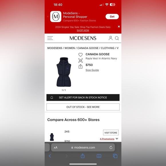 Canada Goose Navy Puffer Vest - Picture 3 of 14